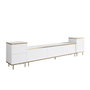 Hanah Home Mueble de TV 180 cm Blanco y Dorado con Armarios y Estantes